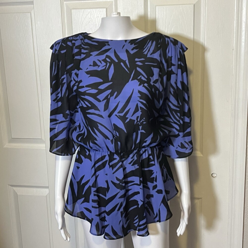 80s Vintage Floral Top Blouse Kaftan Slit Sleeve Ruched Waist Romantic Scarlett